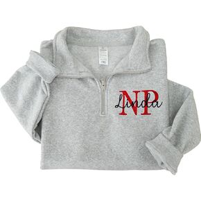 UrbanNEST Custom Embroidered Nurse Practitioner Quarter Zip Sweatshirt, Personalized NP Gift in Kuwait