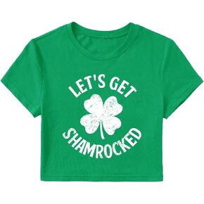 St Patrick Day Shirts Women Sexy Saint Patricks Day Shamrock Clover Crop Tops for Teen Girls in Saudi Arabia