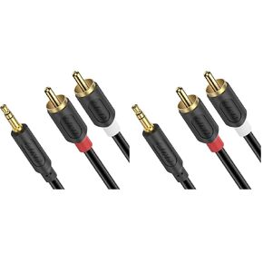 J&D RCA to 3.5mm Cable, Gold Plated Audiowave Series 3.5mm Male to 2 RCA Male Stereo Audio Adapter 1/8 Aux Audio Y Splitter for Smartphones, Tablets, Speakers, 3 Feet in Kuwait