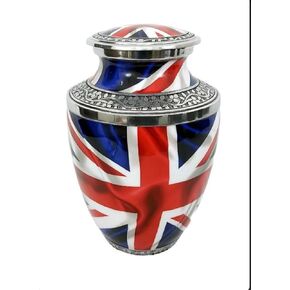 جرة حرق الجثث ذات العلم البريطاني من Union Jack لرماد الذكور البالغين، سيراميك مزخرف in Kuwait