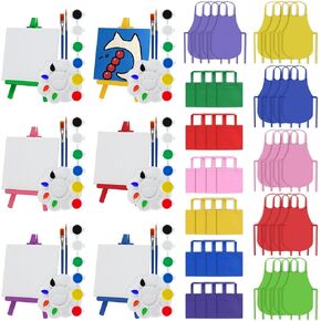 مجموعة 24 قطعة من حامل الرسم الصغير مجموعة طلاء أكريليك صغيرة هدايا عيد الحب تتضمن لوحات قماشية وحوامل خشبية وشرائط طلاء وفرش ولوحات ومآزر وحقائب حمل لأنشطة مجموعة الحرف اليدوية in Kuwait