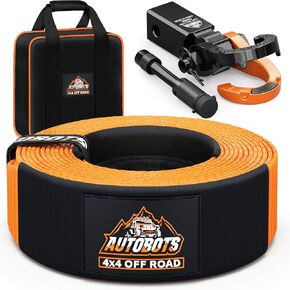 AUTOBOTS Tow Strap Heavy Duty 3" x 30 ft (35,000 lbs) with Shackle Hitch Receiver Hooks Winch Recovery Rope Towing Strap Offroad Recovery Kit for Jeep Truck Vehicle in Kuwait