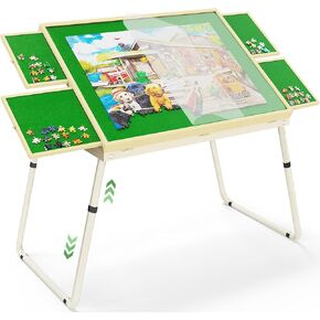 RAGOZONERY Jigsaw Puzzle Table 1500pcs,18-28in Height Adjustable and Five Up Angles Puzzle Tables with Drawers,Jigsaw Puzzle Board with Cover,Puzzle Tables for Adults in Kuwait