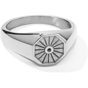 Gold Silver Signet Ring For Women Men, Pinky Statement Hexagon Sun Signet, Non-Tarnish 18K Gold Plated Stainless Steel Comfort Fit Size 4 5 6 7 8 9 10 in Kuwait