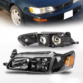 YLT AUTO 4PCS Black Clear Headlights and Corner Lamp Compatible with 1993-1997 Toyota Corolla,Corner Signal for 93-97 Toyota Corolla JDM Style in Kuwait