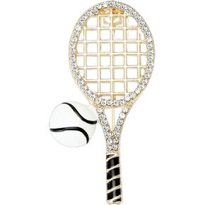 Rhinestone Tennis Racket Brooch Pins for Women Men Funny Enamel Sports Ball Racquets Chic Crystal CZ Lapel Pins for Game Day Sport Player Lovers Dress Suit Bag Clothing Trendy Jewelry Accessories in Saudi Arabia