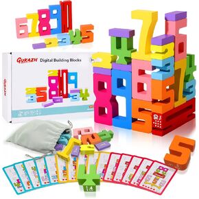 ألعاب تعليمية 20 قطعة من مكعبات بناء الأرقام الخشبية، ألعاب التراص للأطفال، أداة تعلم الرياضيات، مكعبات بناء رقمية 1-10، هدايا عيد الميلاد وحفلات الهالوين للأولاد والبنات in Kuwait