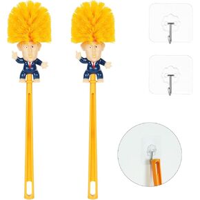 قطعتان من فرشاة المرحاض ترامب المضحكة مع خطافات لاصقة، أداة تنظيف فرشاة المرحاض المزحة، تجعل المرحاض رائعًا مرة أخرى، هدية الكمامة لديكور الحمام، الترحيب بالمنزل الجديد، حفلة الفيل الأبيض in Kuwait