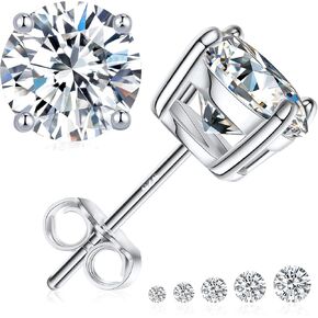 أقراط مويسانيتي للنساء: 0.1-2 قيراط فضة مطلية باللون الأبيض عيار 18 قيراط لا تسبب الحساسية بشكل دائري D اللون VVS1 أقراط ماسية مستديرة للرجال in Kuwait