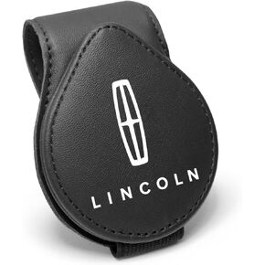 iPick Image for Lincoln Logo Black Leather Magnetic Sunglass Holder Car Sun Visor Mount Clip - Official Licensed in Saudi Arabia