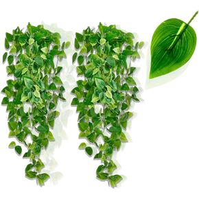 نباتات Adak المزيفة المعلقة (عبوتان) - أكاليل خضراء من اللبلاب الاصطناعي لديكور الغرفة وغرفة النوم وغرفة المعيشة والمطبخ والمكتب والفناء - ديكور معلق داخلي وخارجي (بدون أصيص زهور) in Kuwait