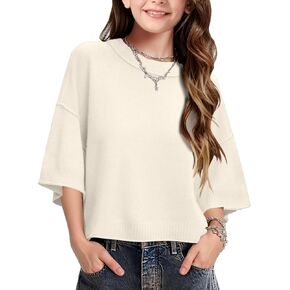 سترات للفتيات بأكمام قصيرة موضة 2026 للربيع والصيف في سن المراهقة بلوفر خفيف الوزن بياقة دائرية وسترة علوية in Kuwait