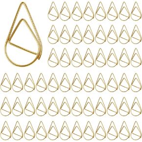 100 Pcs Small Gold Paper Clips, Waterdrop Paperclips for Bookmarks & Photos, Cute Decorative Paperclips for Office, Wedding Invitations, Scrapbooking, 15 x 25mm, Gold in Kuwait