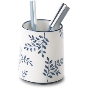 حامل أقلام للمكتب، حامل أقلام سيراميك، منظم أقلام مكتب صيني باللونين الأزرق والأبيض، زهور وفروع in Kuwait