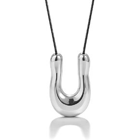 قلادة قلادة مكتنزة من الذهب Ncklace فضية كبيرة قلادة القلائد بيان القلائد الفضية الطويلة للنساء فستان اكسسوارات مجوهرات هدية in Kuwait