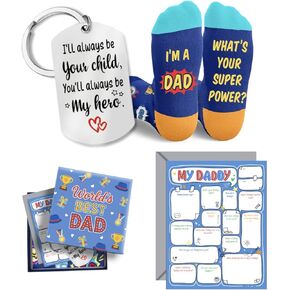 HAPPYPOP Gift Box for Men - Gifts for New Dad Son, Novelty Socks with Greeting Card Keychain in Saudi Arabia