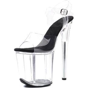 حذاء WUXIN H&P نسائي بكعب شفاف 8 بوصات وحزام للكاحل مثير، 8 بوصات للرقص بكعب عالٍ شفاف، 20 سم منصة شفافة غريبة بكعب راقص بكعب ستيليتو in Kuwait
