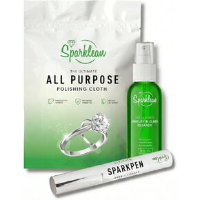 SPARKLEAN Complete Jewelry Cleaning Kit – Ammonia-Free Jewelry Cleaner Spray, Precision Pen & Polishing Cloth for Silver, Gold, Diamond Ring Cleaner in Kuwait