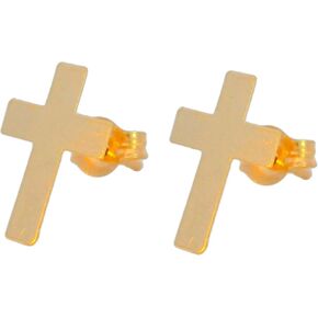 Generic 14K Solid Gold Cross Stud Earrings - Dainty High Polished Earrings - Gift for Men, Women, Girlfriend, Wife, Unisex Adult, Boyfriend in Saudi Arabia