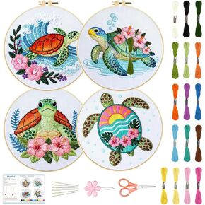 BEUNITONE 4 Set Embroidery Kit for Beginners, Fairy Patterns Cross Stitch Kits, Needlepoint Kits for Adults with Instructions and Full Kit, Beautiful Hand Embroidery Patterns for Cloth and Home Decor in Saudi Arabia