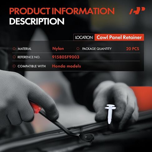 A-Premium 20 PCS Cowl Trim Panel Car Retainer Fastener Push Pin Clips Compatible with Honda Models in Saudi Arabia