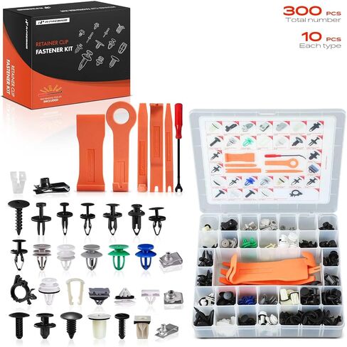 مجموعة مشابك تثبيت للباب من A-Premium 30 مقاسًا 56oz متوافقة مع شيفروليه Equinox 2010-2017 Fender Liner Grille Car 300 قطعة من المسامير البلاستيكية مثبتات الدفع، مع أداة إزالة in Saudi Arabia