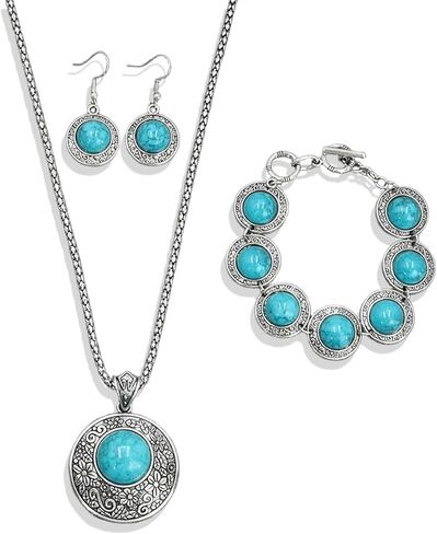 Turquoise Jewelry for Women Western Jewelry Set Turquoise Earrings Necklaces Boho Chic Accessories for Country Concert Outfits Western Dress Women Style Look in Saudi Arabia