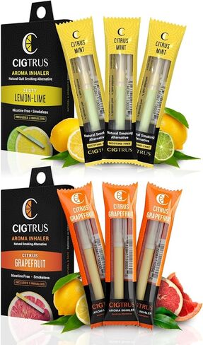 جهاز استنشاق الهواء الذي لا يدخن Cigtrus - بديل التدخين | خالي من التبغ، خالي من النيكوتين، وغير كهربائي | تخفيف التثبيت الفموي - مساعدات الإقلاع عن التدخين والتوقف عن التدخين الإلكتروني | نعناع حمضي ونعناع طازج - 6 قطع in Kuwait