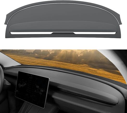 غطاء لوحة القيادة لسيارة Tesla Model Y Juniper 2026 2025، أغطية لوحة القيادة المصنوعة من السيليكون الناعم، بساط لوحة القيادة المضاد للوهج والأشعة فوق البنفسجية، غطاء واقي من الشمس مقاوم للغبار، ملحقات داخلية، أسود in Kuwait