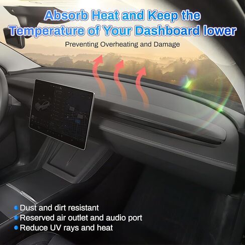 غطاء لوحة القيادة لسيارة Tesla Model Y Juniper 2026 2025، أغطية لوحة القيادة المصنوعة من السيليكون الناعم، بساط لوحة القيادة المضاد للوهج والأشعة فوق البنفسجية، غطاء واقي من الشمس مقاوم للغبار، ملحقات داخلية، أسود in Kuwait