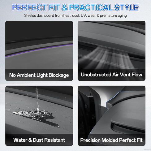 غطاء لوحة القيادة لسيارة Tesla Model Y Juniper 2026 2025، أغطية لوحة القيادة المصنوعة من السيليكون الناعم، بساط لوحة القيادة المضاد للوهج والأشعة فوق البنفسجية، غطاء واقي من الشمس مقاوم للغبار، ملحقات داخلية، أسود in Kuwait