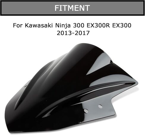 شاشة منحرف الرياح ذات الفقاعات المزدوجة للزجاج الأمامي للنينجا 300 EX300R EX300 2013-2017 2013 2014 2015 2016 2017 أسود in Saudi Arabia