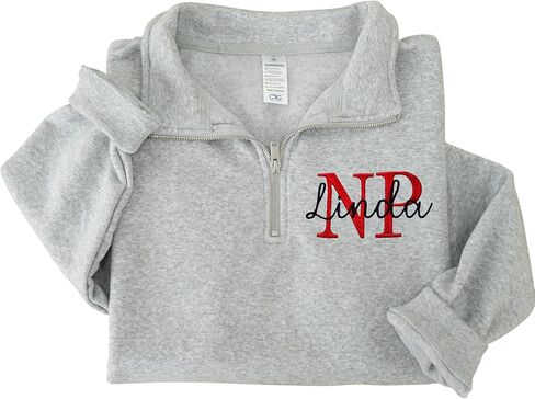 UrbanNEST Custom Embroidered Nurse Practitioner Quarter Zip Sweatshirt, Personalized NP Gift in Kuwait