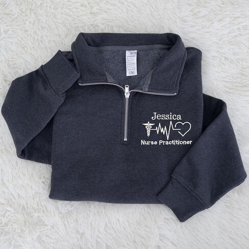 UrbanNEST Custom Embroidered Nurse Practitioner Quarter Zip Sweatshirt, Personalized NP Gift in Saudi Arabia