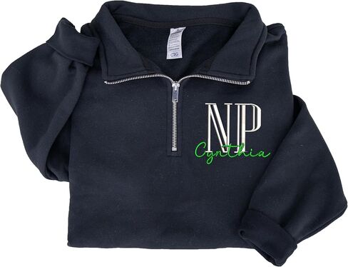 UrbanNEST Custom Embroidered Nurse Practitioner Quarter Zip Sweatshirt, Personalized NP Gift in Saudi Arabia