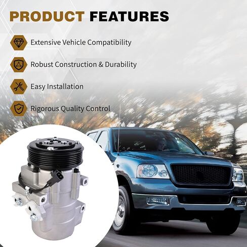 CO10905C A/C Compressor Compatible with 2007-2008 Ford F-150 2007 Lincoln Mark LT 4.6L 5.4L V 8 Engine Only Replace 68192 67192 AL3Z19703A AL1Z19703B in Kuwait