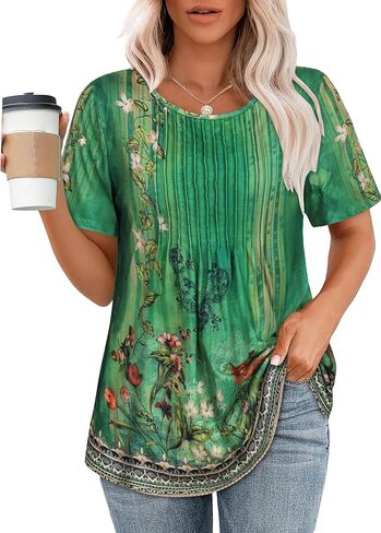 قمصان نسائية بأكمام قصيرة، بلوزات أنيقة غير رسمية، ملابس صيفية بطيات أمامية in Kuwait