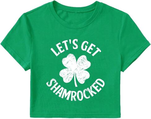 St Patrick Day Shirts Women Sexy Saint Patricks Day Shamrock Clover Crop Tops for Teen Girls in Saudi Arabia