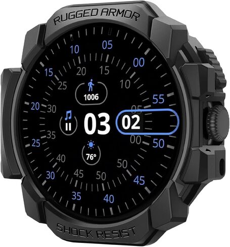 Spigen Rugged Armor Designed for Google Pixel Watch 3 45mm Case Durable TPU Cover Case (2024) - Matte Black in Saudi Arabia