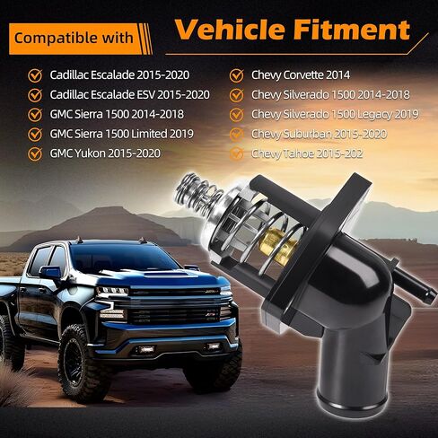 15-11125 مجموعة مبيت ترموستات تبريد المحرك متوافقة مع تشيفي سيلفرادو سوبربان تاهو كورفيت وجي إم سي سييرا يوكون وكاديلاك إسكاليد 2014-2020 لاستبدال 15-11125 902-2090 12674639 in Kuwait