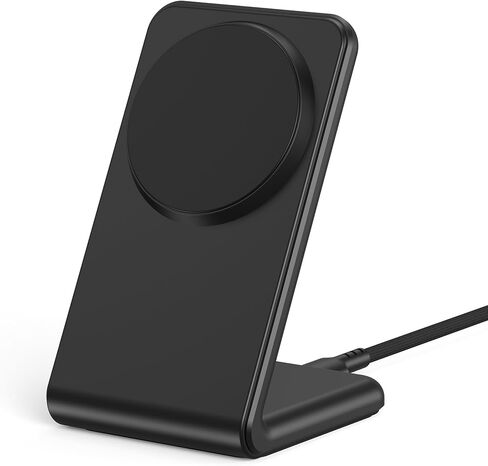 Wireless Charger for Magsafe Charger, Magnetic iPhone Charger w/ 30W Adapter & 5ft Long Braided Cable, Fast Wireless Charging Stand for iPhone 15/14/13/12 Series - Black in Saudi Arabia