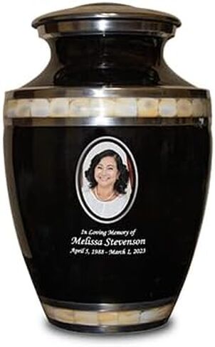 Personalized Photo Cremation Urns for Adult Human Ashes, Large Custom Engraved Picture Memorial Urn for Men and Women with Velvet Bag, Holds 230 lbs (White) in Saudi Arabia