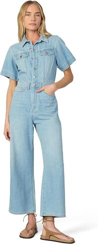 Joe's Women's Denim Trucker Short Sleeve Wide Leg Jumpsuit in Saudi Arabia