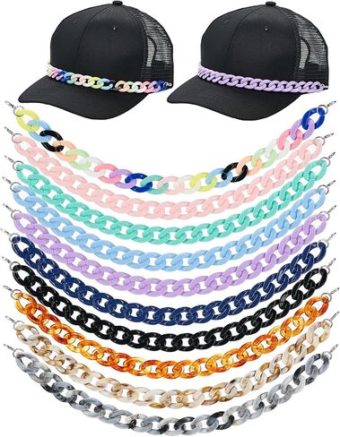 12 قطعة من سلاسل قبعة سائق الشاحنة الساحرة من الأكريليك السائبة للنساء والرجال قبعة بيسبول شبكية in Kuwait