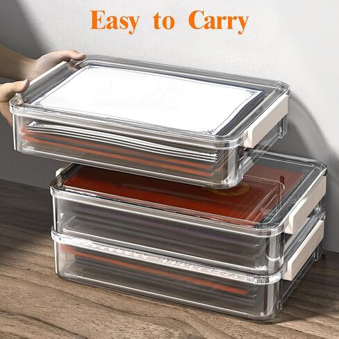 2PCS 6 Qt A4 Paper Storage Box Clear Plastic Case 9x13 Scrapbook Case Stackable Transparent File Box A4 Paper Storage Containers for Craft, Document, Photo, Book（13.58" x 9.25" x2.75"） in Kuwait