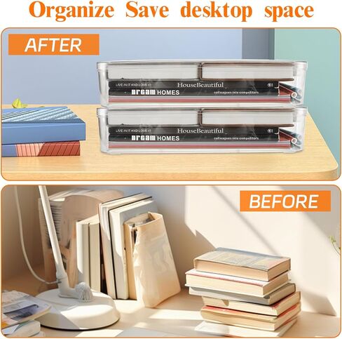 2PCS 6 Qt A4 Paper Storage Box Clear Plastic Case 9x13 Scrapbook Case Stackable Transparent File Box A4 Paper Storage Containers for Craft, Document, Photo, Book（13.58" x 9.25" x2.75"） in Kuwait