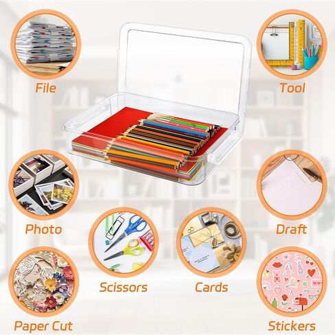 2PCS 6 Qt A4 Paper Storage Box Clear Plastic Case 9x13 Scrapbook Case Stackable Transparent File Box A4 Paper Storage Containers for Craft, Document, Photo, Book（13.58" x 9.25" x2.75"） in Kuwait