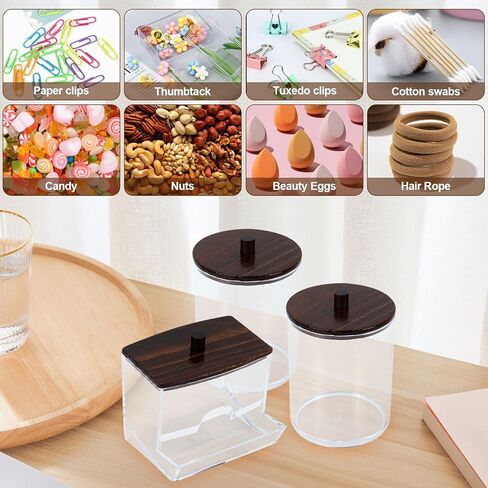 Buqoo 6-Piece Walnut Wood Desk Organizer Set, Pen Holder with Acrylic Insert, Tape Dispenser, Sticky Note Holder & Paper Clip Bow lfor School N Home Office Supplies in Kuwait