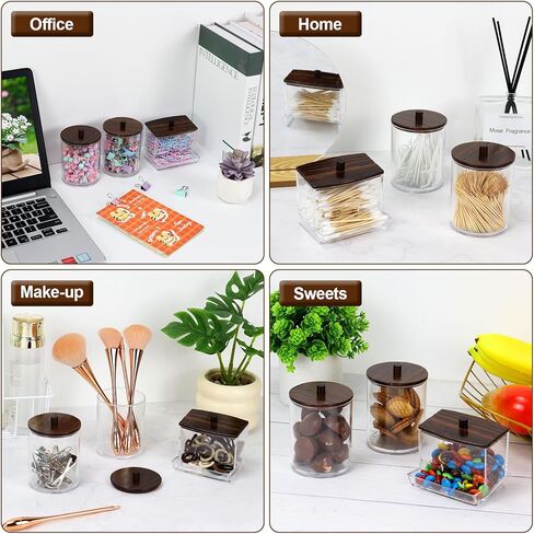 Buqoo 6-Piece Walnut Wood Desk Organizer Set, Pen Holder with Acrylic Insert, Tape Dispenser, Sticky Note Holder & Paper Clip Bow lfor School N Home Office Supplies in Kuwait