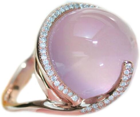 14k Rose Gold Ring Pink Pearl CZ Crystal Moonstone Wedding Ring for Women(7) in Saudi Arabia